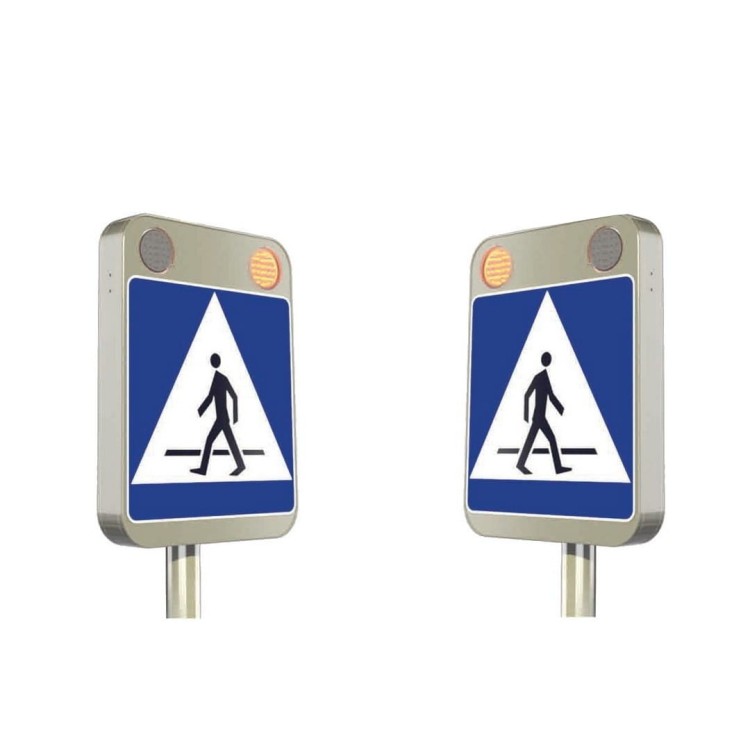 Zestaw 2 znaków aktywnych d-6 z lampami fi 200 w technologii sign flash z zasilaniem sieciowym 230v profesjonalny system ostrzegawczy o dużej mocy świetlnej.