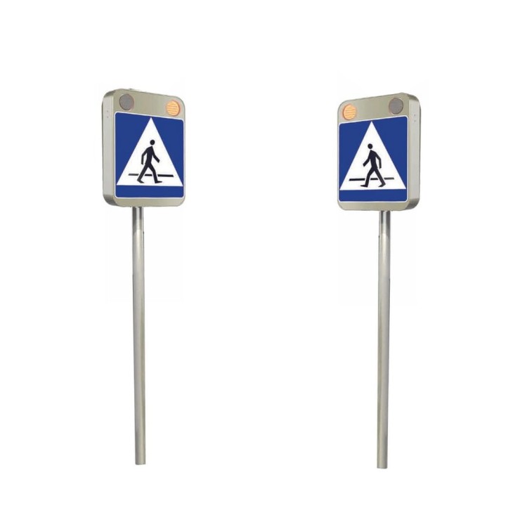D-6 komplet 2 znaków aktywnych z lampami led, zasilanie buforowe 230v - 12v system bezpiecznego przejścia dla pieszych z pulsującym oświetleniem wczesnego ostrzegania.