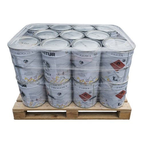 Farba drogowa KONTUR biała 22x33kg paleta zbiorczy zestaw profesjonalnej farby akrylowej do masowego oznakowania poziomego.