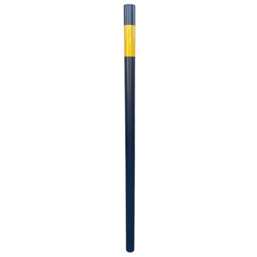Słupek u-12c blokujący fi 60.3 mm h 1500 mm wersja do wkopania czarno żółty solidny element blokujący wjazd, przeznaczony do trwałego osadzenia w gruncie lub betonie.