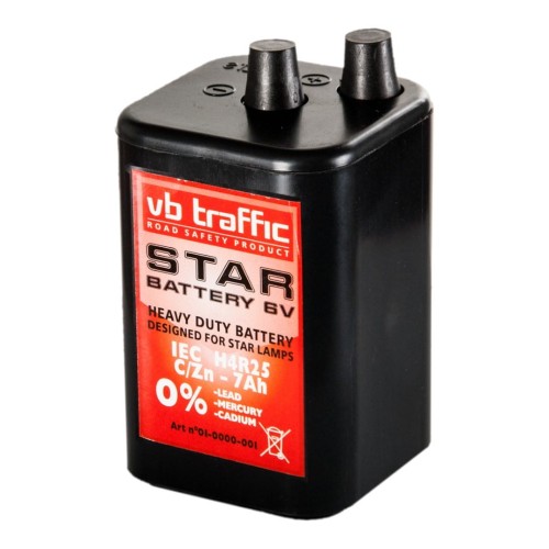 Bateria STAR 6V/7 Ah cynkowo-powietrzna do zasilania lamp drogowych.
