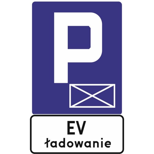 Zestaw znaków d-18a + tabl. ev ładowanie typ2 profesjonalny komplet odblaskowy d-18a z tabliczką, zapewniający doskonałą czytelność w nocy.