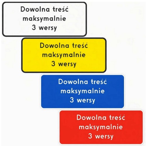 Tablica 250x600 typ 1 dowolna treść odblaskowy element informacyjny z indywidualnym napisem na zamówienie.