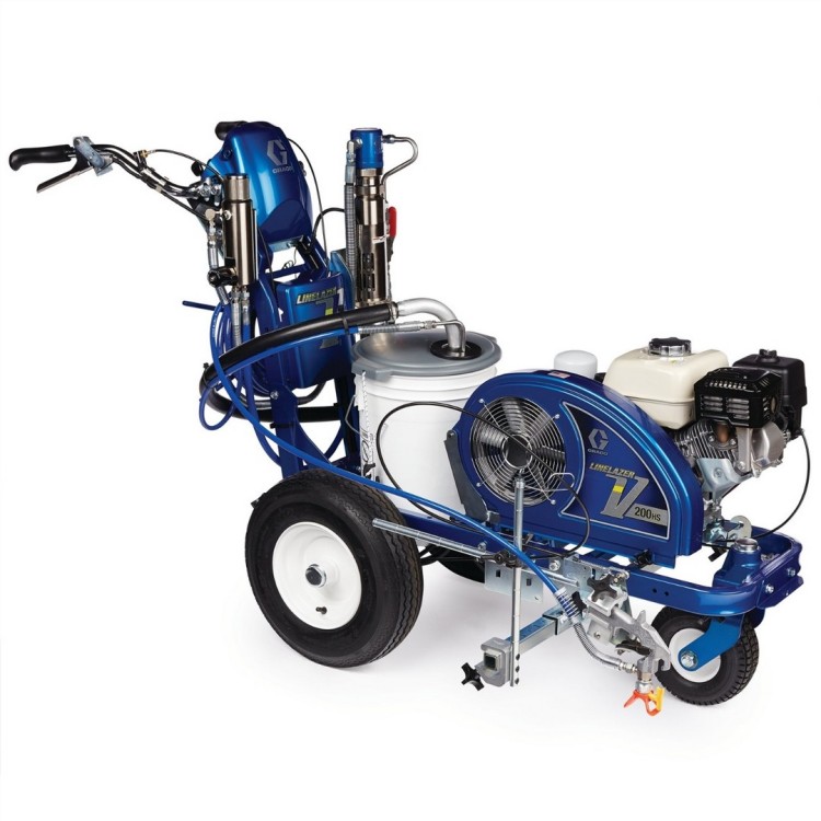 Graco malowarka drogowa linelazer v serii 200hs 1 pistolet profesjonalna maszyna z napędem hydraulicznym, gwarantująca precyzję i stałe ciśnienie przy malowaniu pasów.
