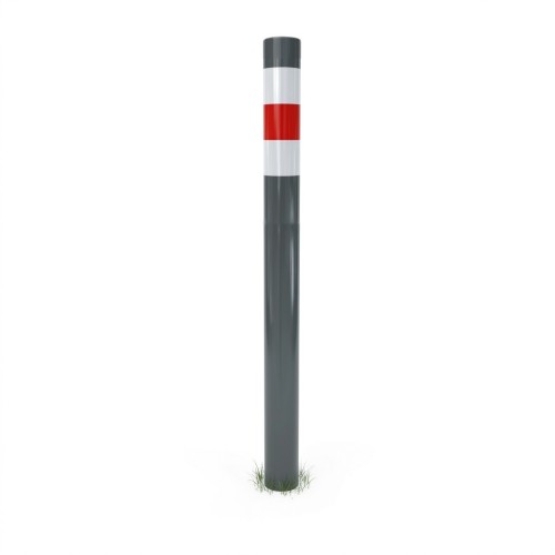 Słupek blokujący szary 7043 zdm poznań 76x1200mm typ a zap-03-ho-ul/pa/sk/to/tz stalowy element wygradzający zgodny ze standardami miejskimi, malowany na kolor antracytowy.