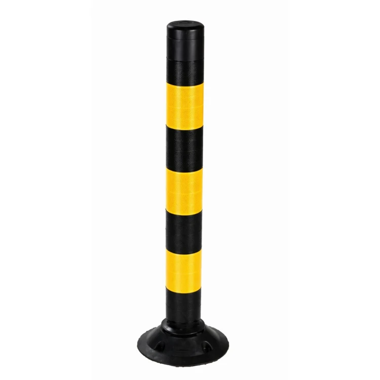Słupek uchylny flexpin czarny 100 cm nowoczesny pylon parkingowy z gumowym przegubem, odporny na wielokrotne najeżdżanie i uderzenia.