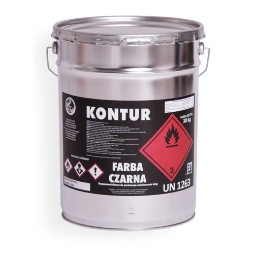 Farba drogowa Kontur 33 kg czarna RAL 9004 odporna farba do malowania nawierzchni w rolnictwie, garażach i na drogach.