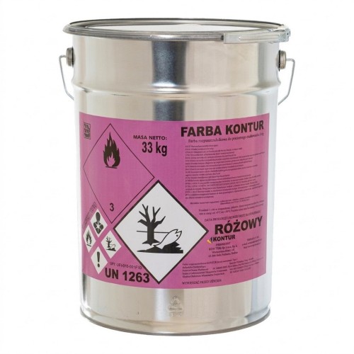 Farba drogowa kontur 33kg - różowa ral 403 specjalistyczna farba do znakowania poziomego w niestandardowym kolorze, charakteryzująca się doskonałą przyczepnością.