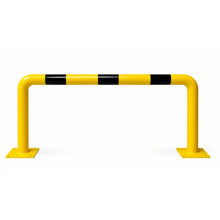 Odbojnica liniowa parkingowa 100 cm x 50 cm / fi 60 mm stalowa bariera ochronna mocowana do podłoża, zabezpieczająca ściany i infrastrukturę przed uderzeniami pojazdów.