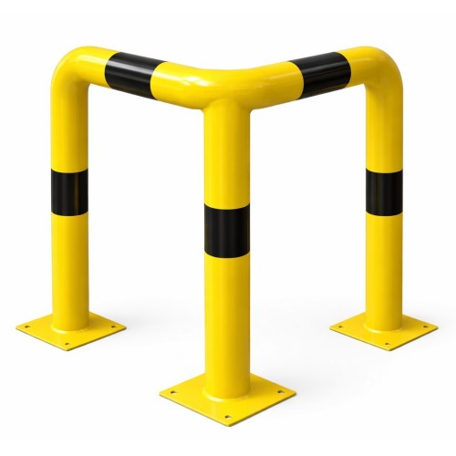 Odbojnica latarni 50 cm x 50 cm x 60 cm / fi 76 mm trwała bariera techniczna wykonana z rury ocynkowanej, chroniąca latarnie przed przypadkowym najechaniem.