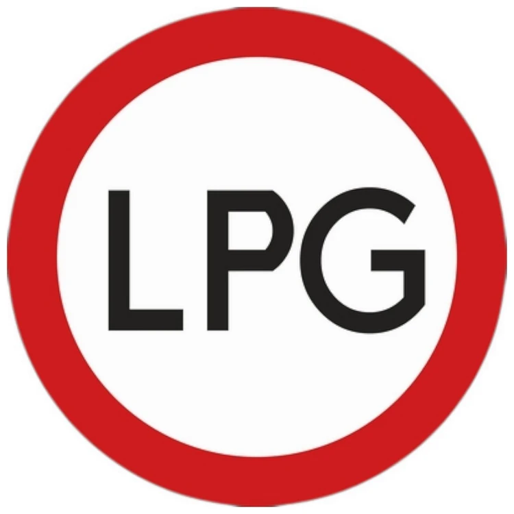 Znak zakazu wjazdu dla pojazdów z instalacją LPG rozmiar 400 do parkingów 2 gen folii