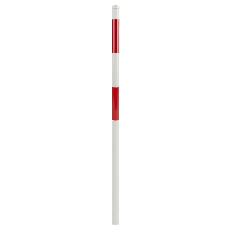 Słupek blokujący U-12c fi 60,3 mm h1500 mm wersja do wkopania biało-czerwona rura do znaku z zaślepką wciskaną.