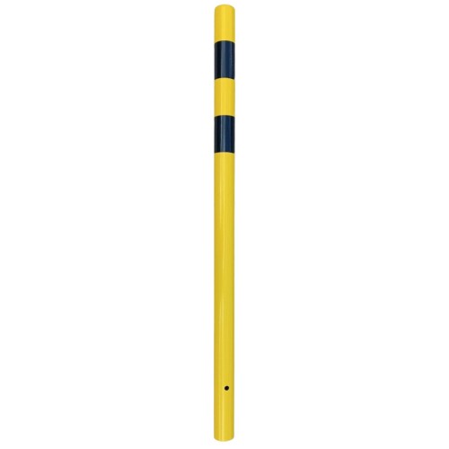 Słupek blokujący U-12c odbojnica do wkopania żółto czarna fi 60,3 mm h 1500 mm wysoki słupek wygradzający o podwyższonej trwałości.