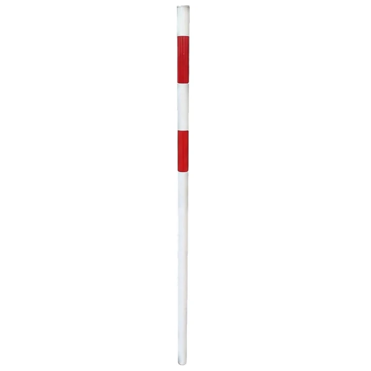 Słupek drogowy blokujący U-12c do wkopania / zabetonowania. Fi: 42 mm h: 1500 mm biało-czerwony stalowy element wygradzający do trwałego osadzenia w gruncie.