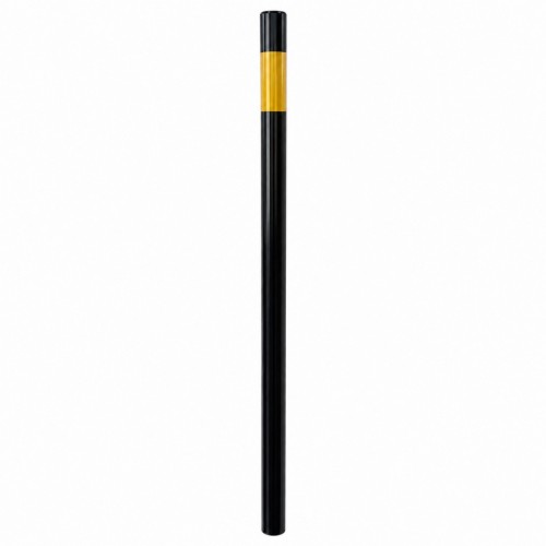 Słupek u-12c blokujący fi 60.3 mm h 1500 mm wersja do wkopania czarno żółty solidny element blokujący wjazd, przeznaczony do trwałego osadzenia w gruncie lub betonie.