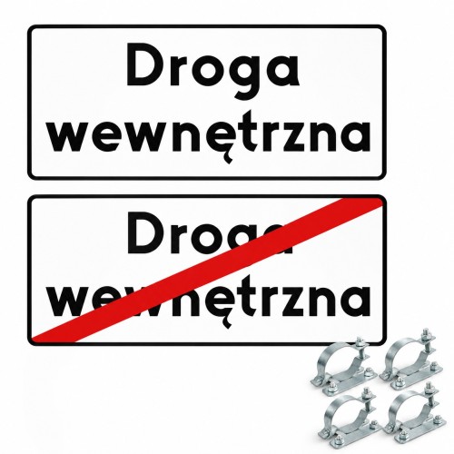 Zestaw znaków D-46 + D-47 300x600 typ 2 profesjonalny pakiet znaków typ 2 o wysokiej jasności do oznaczania dróg niepublicznych, komplet  z uchwytami do znaków.
