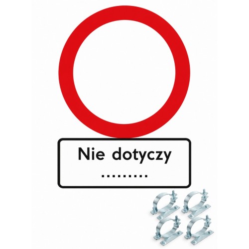 Zestaw znaków B-1 + Tabl. Nie dotyczy ... typ I kompletny system zakazu ruchu z tabliczką wyłączającą określoną grupę pojazdów.