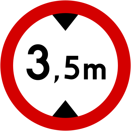 Znak zakazu B-16 zakaz wjazdu pojazdów o wysokości ponad … m rozmiar 800 Średni folia Typ 1 na drogi powiatowe i miejskie.